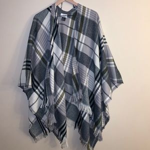 Belted plaid kimono